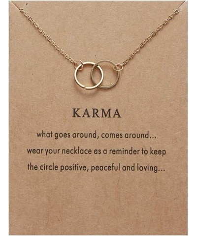 Friendship Pendant Chain Necklace with Message Card Perfect Jewelry Gift for Friends & Family Karma (2 Circles) Gold $7.83 Ne...