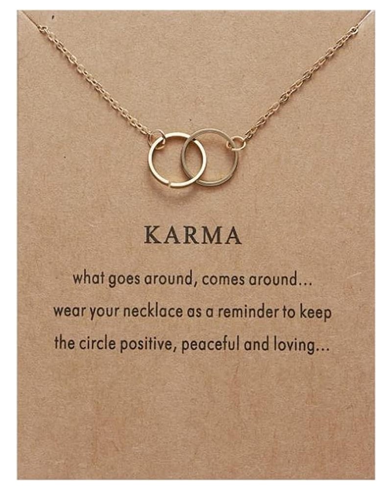 Friendship Pendant Chain Necklace with Message Card Perfect Jewelry Gift for Friends & Family Karma (2 Circles) Gold $7.83 Ne...