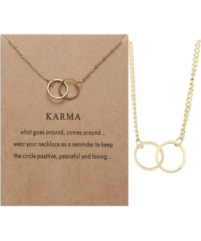 Friendship Pendant Chain Necklace with Message Card Perfect Jewelry Gift for Friends & Family Karma (2 Circles) Gold $7.83 Ne...