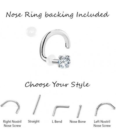 Gold-Tone 316L Surgical Steel Nose Stud Ring Clear CZ Prong Choose Your Size, Style & Gauge 1.5mm-22G-Lbend $9.50 Body Jewelry