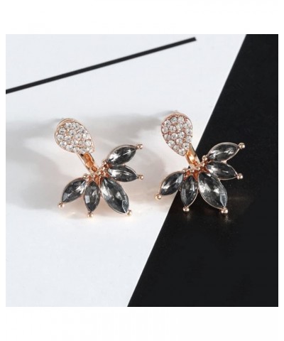 Leaf Feather Ear Jacket Rhinestone Teardrop Stud Earrings Ear Jacket Cuff Earrings Front Back Earrings for Women Girls Chic E...