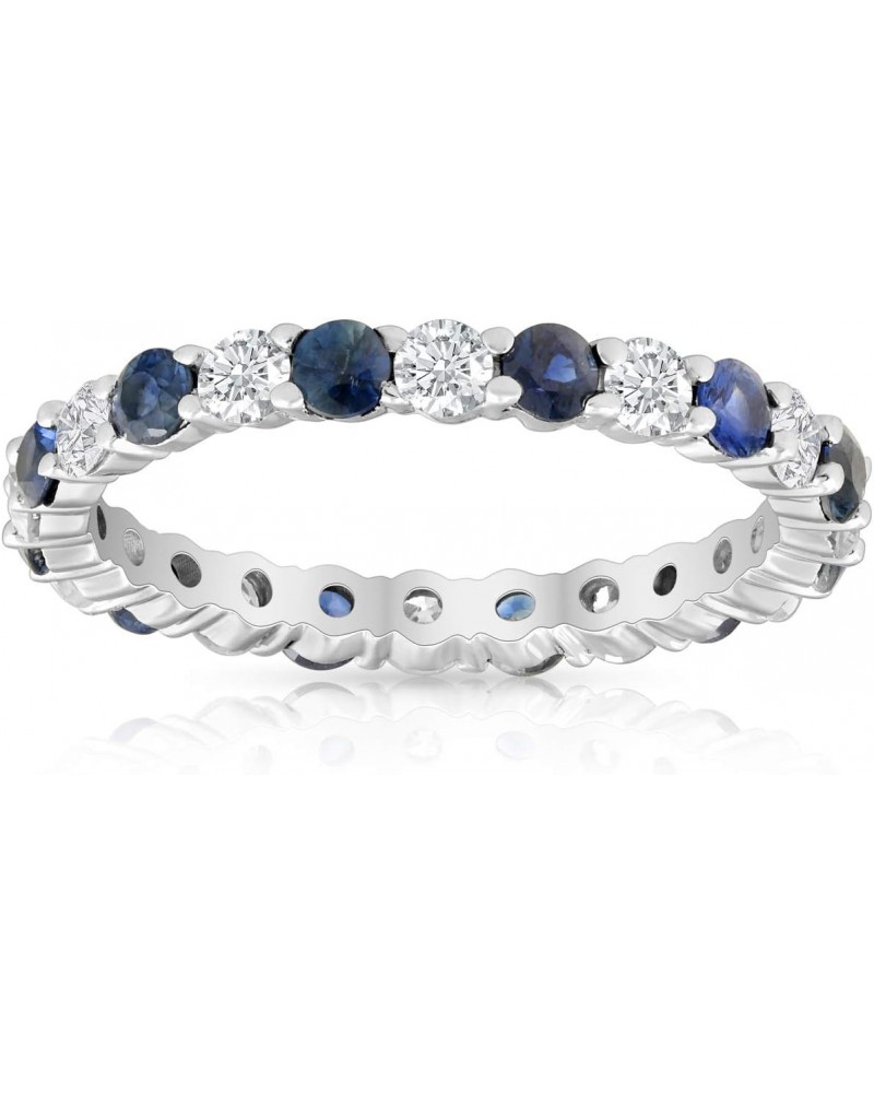 1 1/2ct Sapphire & Diamond Eternity Wedding Ring 14K White Gold $282.00 Rings