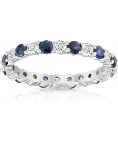 1 1/2ct Sapphire & Diamond Eternity Wedding Ring 14K White Gold $282.00 Rings