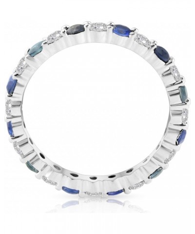 1 1/2ct Sapphire & Diamond Eternity Wedding Ring 14K White Gold $282.00 Rings