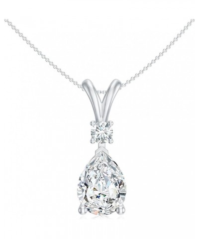 Lab Created Lab Created Moissanite Teardrop Pendant Necklace for Women in 925 Silver / 14K Solid Gold 9x7MM Platinum $62.56 O...