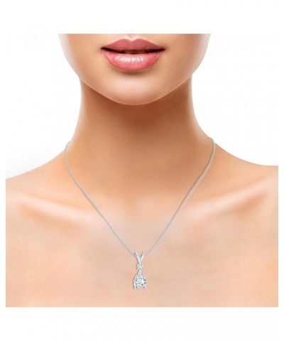 Lab Created Lab Created Moissanite Teardrop Pendant Necklace for Women in 925 Silver / 14K Solid Gold 9x7MM Platinum $62.56 O...