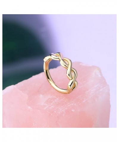 Gold Helix Earrings Twist Nose Rings Hoop 14K Solid Daith Piercing 16G Septum Rings Tragus Cartilage Earrings Clicker Piercin...