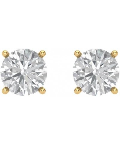 2.0 ct Brilliant Round Cut Solitaire VVS1 Moissanite Pair of Stud Earrings Solid 18K Yellow Gold Screw Back $134.20 Earrings