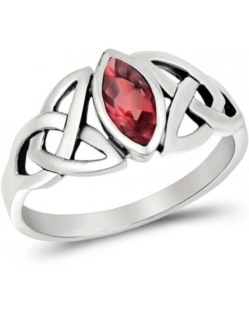 CHOOSE YOUR COLOR Sterling Silver Celtic Knot Ring Red (Simulated Ruby) $14.04 Rings