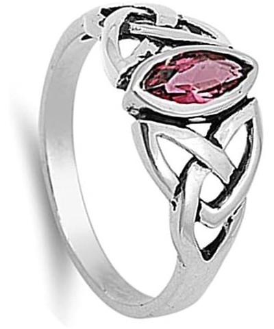 CHOOSE YOUR COLOR Sterling Silver Celtic Knot Ring Red (Simulated Ruby) $14.04 Rings