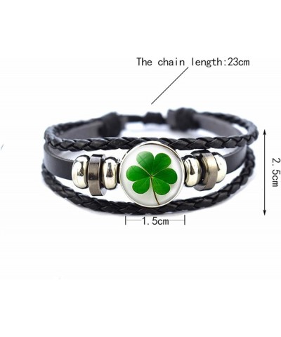 Four Leaf Clover Bracelet for Women Men Irish Shamrock St Patricks Charm Beaded Adjustable Bangle Woven Leather Braided Inspi...