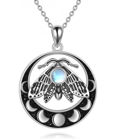 Moonstone Necklace for Women Moth Pendant Witchy Jewelry Goth Moth and The Moon Moonstone necklace $18.92 Necklaces