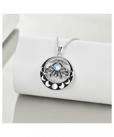 Moonstone Necklace for Women Moth Pendant Witchy Jewelry Goth Moth and The Moon Moonstone necklace $18.92 Necklaces