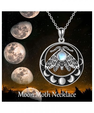 Moonstone Necklace for Women Moth Pendant Witchy Jewelry Goth Moth and The Moon Moonstone necklace $18.92 Necklaces