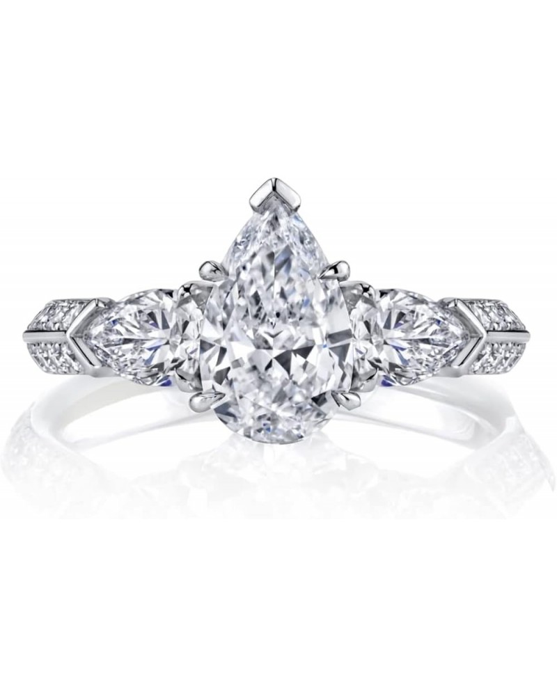 925 Sterling Silver Engagement Rings for Women 2.35 Carat (ctw) Pear Shaped Moissanite Rings for Her 8.5 $68.25 Rings