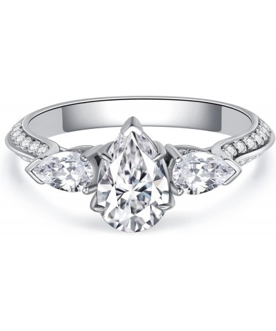 925 Sterling Silver Engagement Rings for Women 2.35 Carat (ctw) Pear Shaped Moissanite Rings for Her 8.5 $68.25 Rings