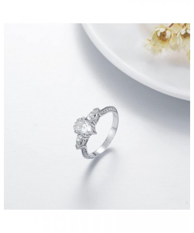 925 Sterling Silver Engagement Rings for Women 2.35 Carat (ctw) Pear Shaped Moissanite Rings for Her 8.5 $68.25 Rings