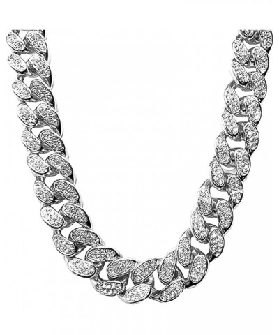 12mm Miami Cuban Link Chain Iced Out CZ Diamond Curb Choker Necklace with Giftbox for Men Women Silver-Necklace-20mm 24.0 Inc...