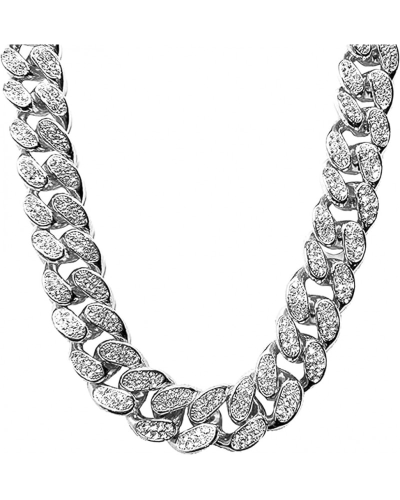 12mm Miami Cuban Link Chain Iced Out CZ Diamond Curb Choker Necklace with Giftbox for Men Women Silver-Necklace-20mm 24.0 Inc...