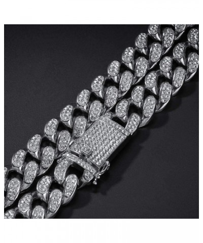 12mm Miami Cuban Link Chain Iced Out CZ Diamond Curb Choker Necklace with Giftbox for Men Women Silver-Necklace-20mm 24.0 Inc...