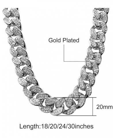 12mm Miami Cuban Link Chain Iced Out CZ Diamond Curb Choker Necklace with Giftbox for Men Women Silver-Necklace-20mm 24.0 Inc...