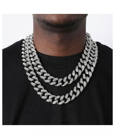 12mm Miami Cuban Link Chain Iced Out CZ Diamond Curb Choker Necklace with Giftbox for Men Women Silver-Necklace-20mm 24.0 Inc...