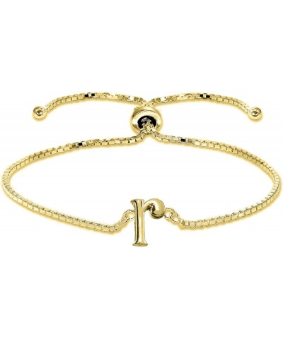 Yellow Gold Flashed Sterling Silver A Letter Initial Alphabet Adjustable Bolo Bracelet R $12.71 Bracelets