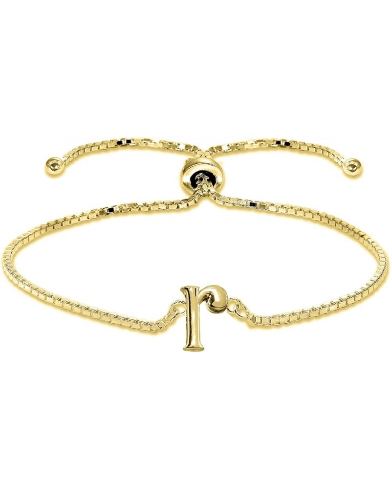 Yellow Gold Flashed Sterling Silver A Letter Initial Alphabet Adjustable Bolo Bracelet R $12.71 Bracelets