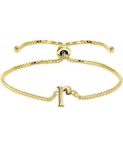 Yellow Gold Flashed Sterling Silver A Letter Initial Alphabet Adjustable Bolo Bracelet R $12.71 Bracelets