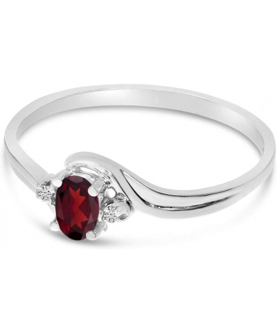 10k White Gold Oval Garnet And Diamond Ring $55.00 Rings