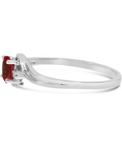 10k White Gold Oval Garnet And Diamond Ring $55.00 Rings