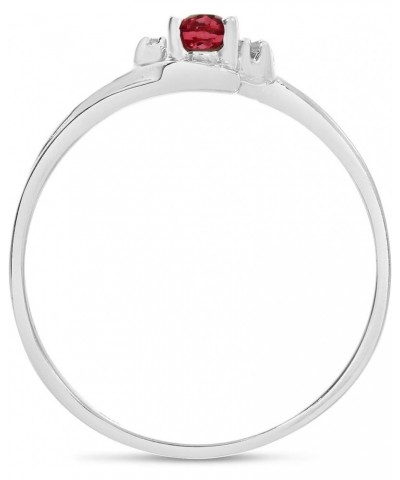 10k White Gold Oval Garnet And Diamond Ring $55.00 Rings