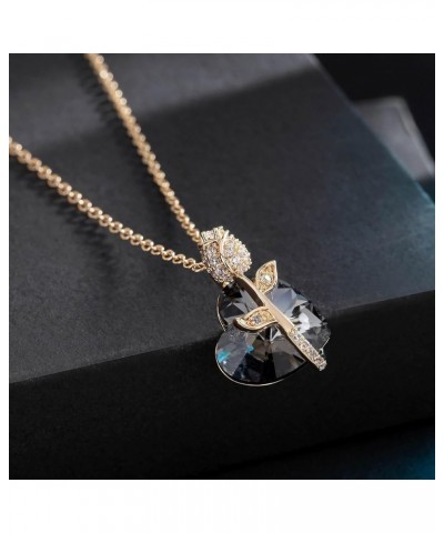 Austrian Crystal Heart Rose Flower Pendant Necklaces for Women Fashion 14K Gold Plated Dainty Necklace Hypoallergenic Jewelry...