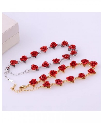 Women Bracelets Red Rose Chain Decorative Delicate Valentine Hand Chain for Gifts, Bracelets for Women Teen Girls Gift Golden...