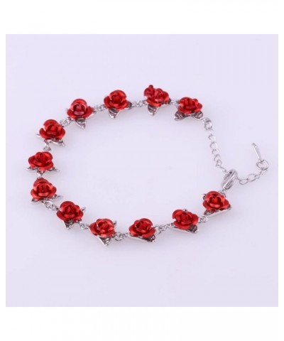 Women Bracelets Red Rose Chain Decorative Delicate Valentine Hand Chain for Gifts, Bracelets for Women Teen Girls Gift Golden...