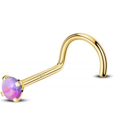 14K Solid Gold Nose Stud 20G Opal Nose Screw Rings Nose Piercing Jewelry for Women Men Nose Ring Nostril Rings Body Piercing ...