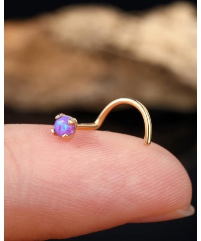 14K Solid Gold Nose Stud 20G Opal Nose Screw Rings Nose Piercing Jewelry for Women Men Nose Ring Nostril Rings Body Piercing ...