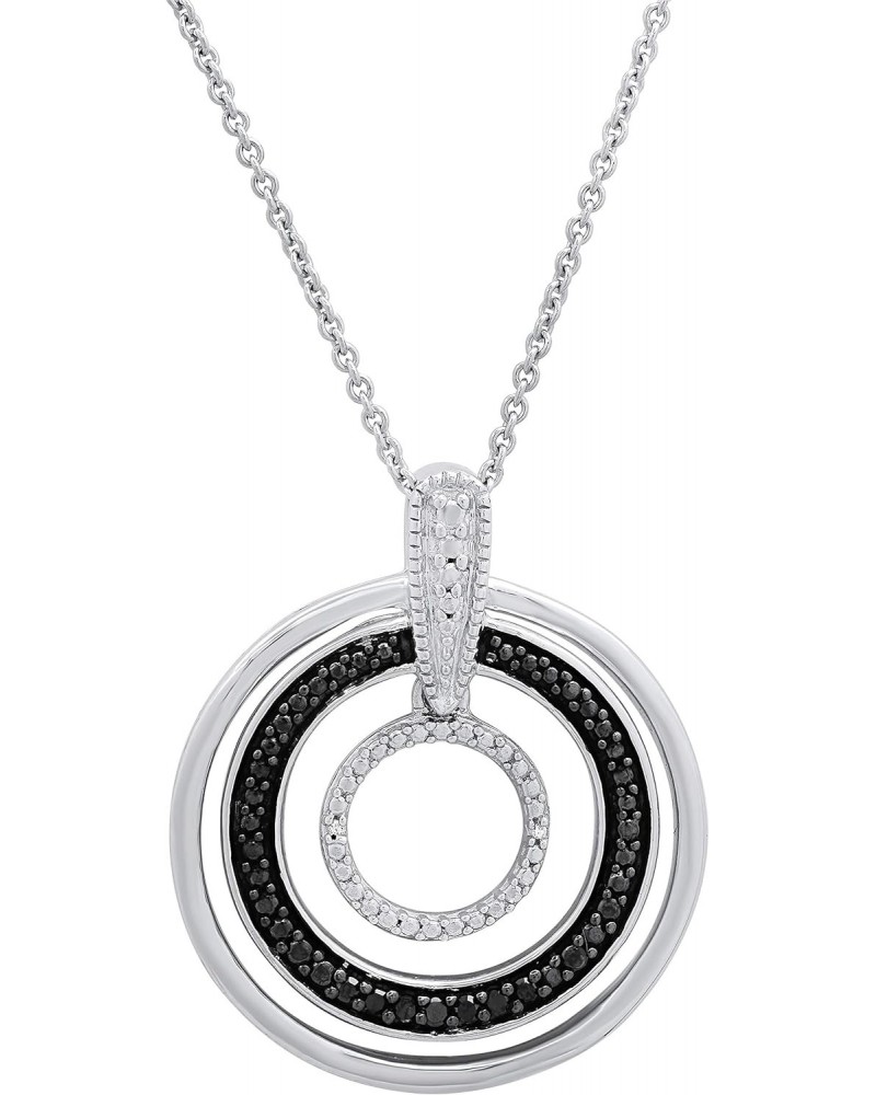 0.07 Carat (ctw) Round Black & White Diamond Ladies Circle Pendant Necklace, Sterling Silver $47.83 Necklaces