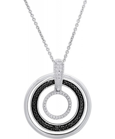 0.07 Carat (ctw) Round Black & White Diamond Ladies Circle Pendant Necklace, Sterling Silver $47.83 Necklaces