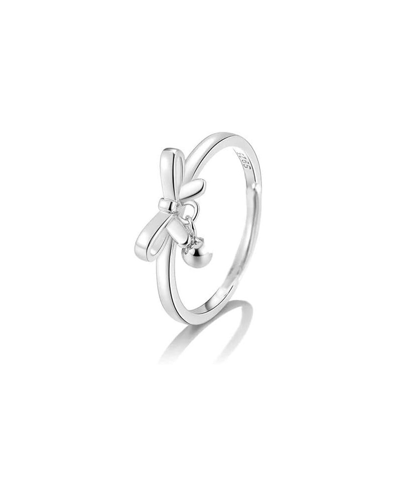 Fashion Bow Knot Stacking Open Ring Tiny Ball Dangle Adjustable Statement Knuckle Tail Finger Band Wedding Promise Rings Cute...