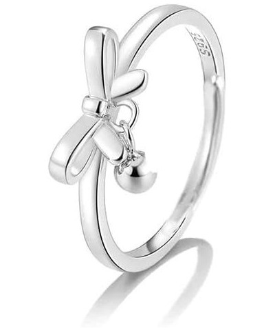 Fashion Bow Knot Stacking Open Ring Tiny Ball Dangle Adjustable Statement Knuckle Tail Finger Band Wedding Promise Rings Cute...