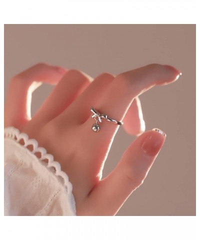 Fashion Bow Knot Stacking Open Ring Tiny Ball Dangle Adjustable Statement Knuckle Tail Finger Band Wedding Promise Rings Cute...