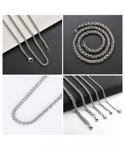 3 PCS Men's Necklaces Square Rolo Chain Necklace 2.5-5mm 20-28In Stainless Steel Round Box Necklace for Men Women Jewelry 22 ...