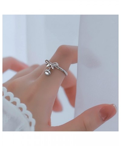 Fashion Bow Knot Stacking Open Ring Tiny Ball Dangle Adjustable Statement Knuckle Tail Finger Band Wedding Promise Rings Cute...