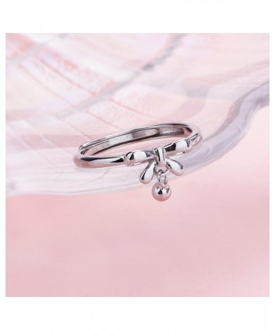 Fashion Bow Knot Stacking Open Ring Tiny Ball Dangle Adjustable Statement Knuckle Tail Finger Band Wedding Promise Rings Cute...