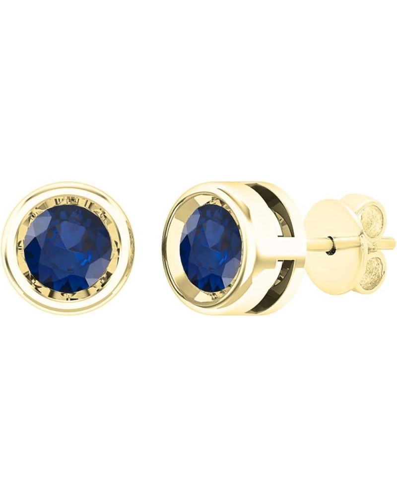 Round Gemstone Ladies Solitaire Stud Earrings, 10K White Gold Yellow Gold Sapphire $89.87 Earrings