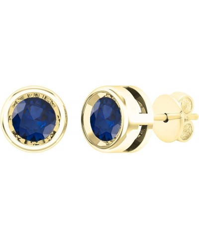 Round Gemstone Ladies Solitaire Stud Earrings, 10K White Gold Yellow Gold Sapphire $89.87 Earrings