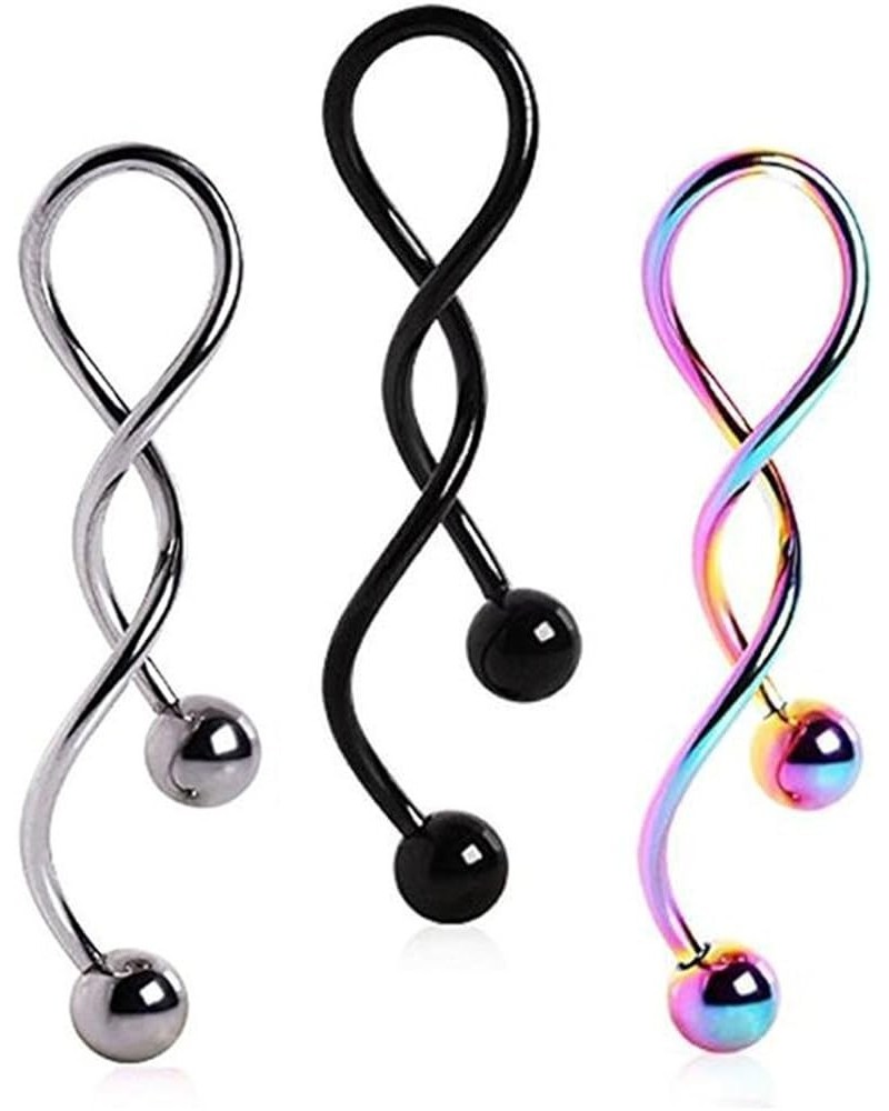 Spiral Twist Navel Ring 316L Surgical Steel Body Piercing Rings14g 3PCS a Set $8.66 Body Jewelry