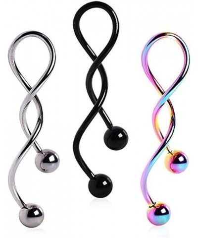 Spiral Twist Navel Ring 316L Surgical Steel Body Piercing Rings14g 3PCS a Set $8.66 Body Jewelry