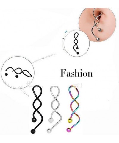 Spiral Twist Navel Ring 316L Surgical Steel Body Piercing Rings14g 3PCS a Set $8.66 Body Jewelry